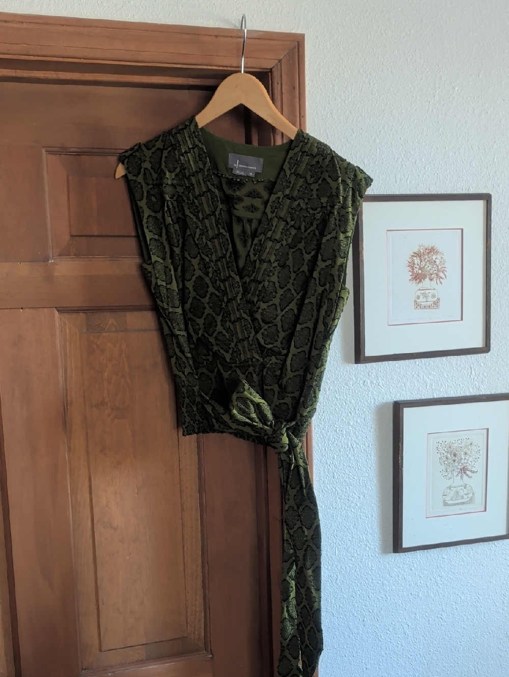 Anthropologie Olive Green Wrap Top